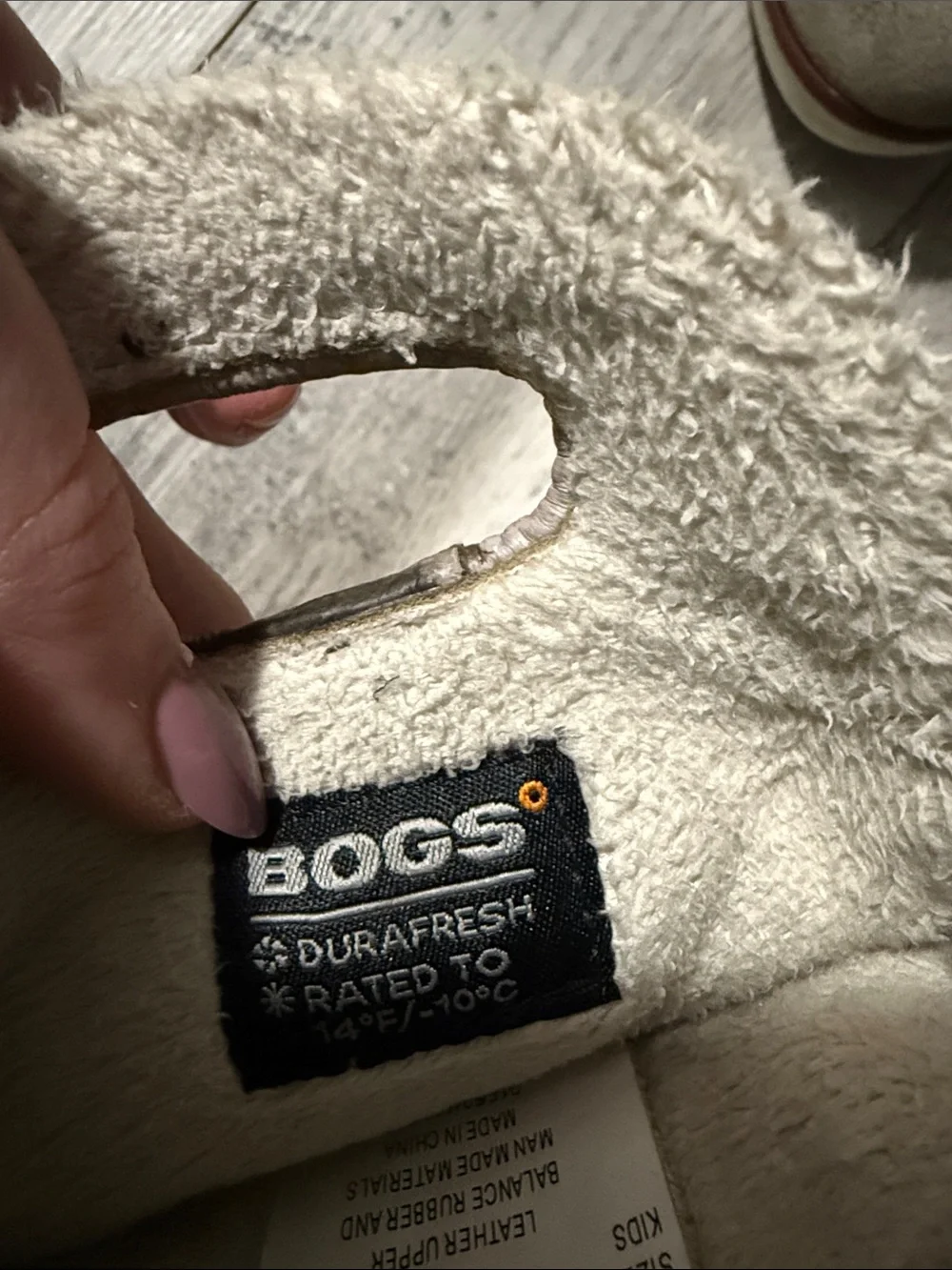 Bogs Taupe Suede Kids Pull-On Boots with Shearling Trim
